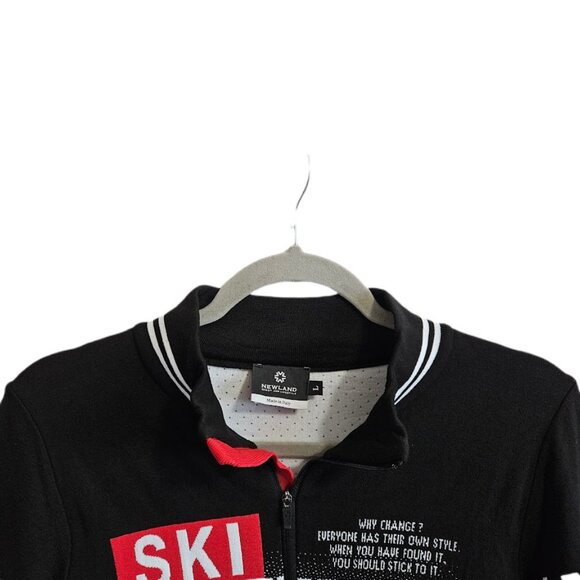 Newland Ski Gstaad Half Zip Sweater Pullover Audrey Hepburn Black White Red L - Picture 3 of 11